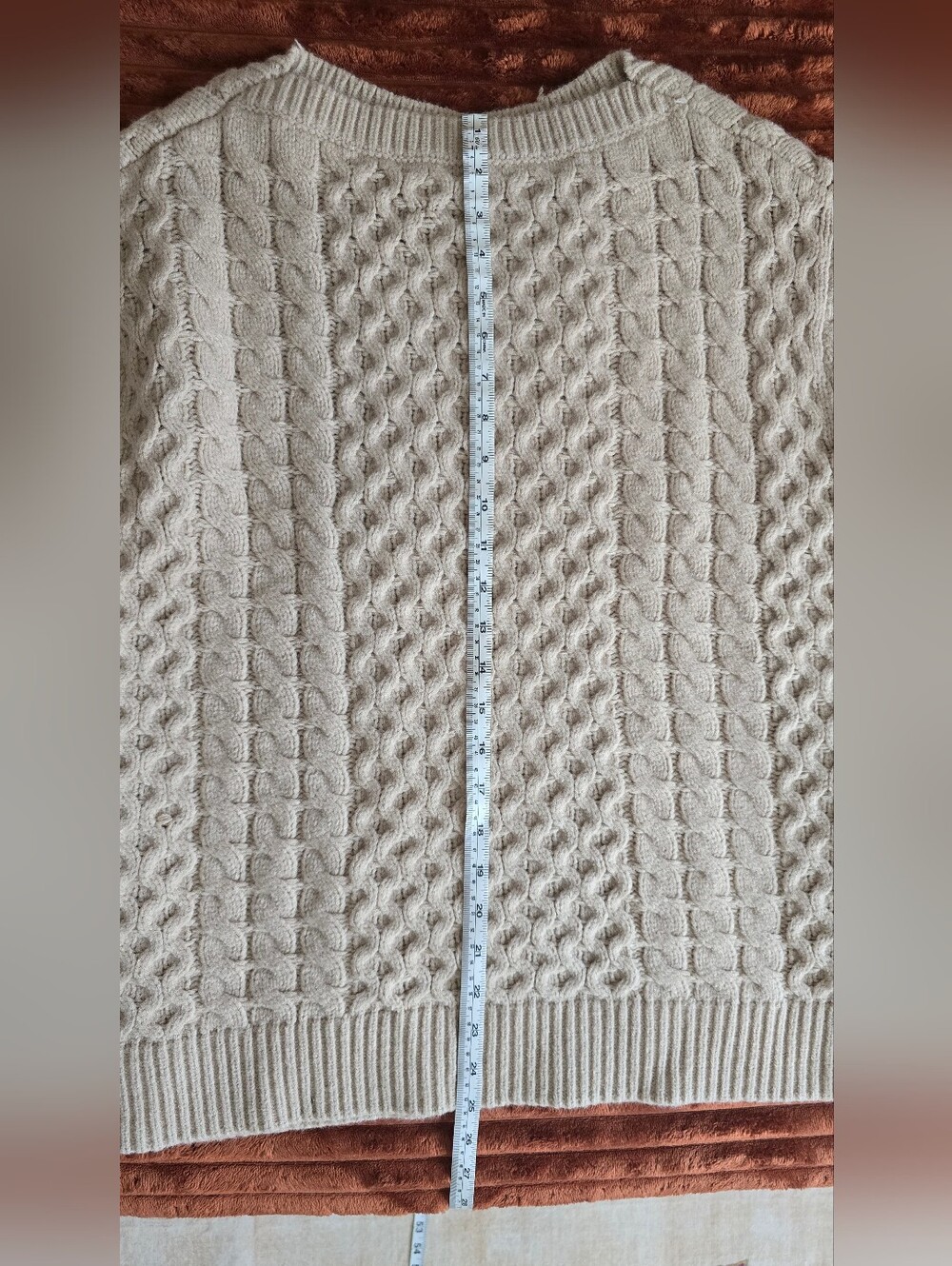 Ann Taylor Cable Knit Crew Neck Sweater in Taupe - Picture 6 of 8